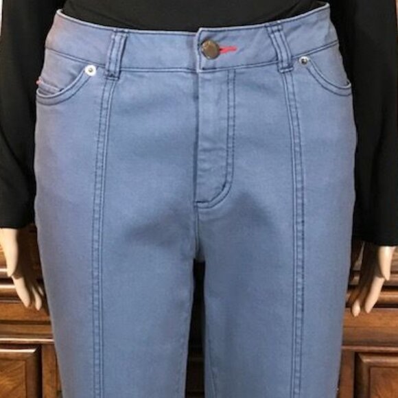 NWOT Peace Love World Dusty Blue Front Slit Top Stitch Seamed Stretch Jean - Picture 5 of 13